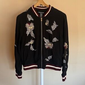 Chelsea & Theodore Black Bomber with Floral Design